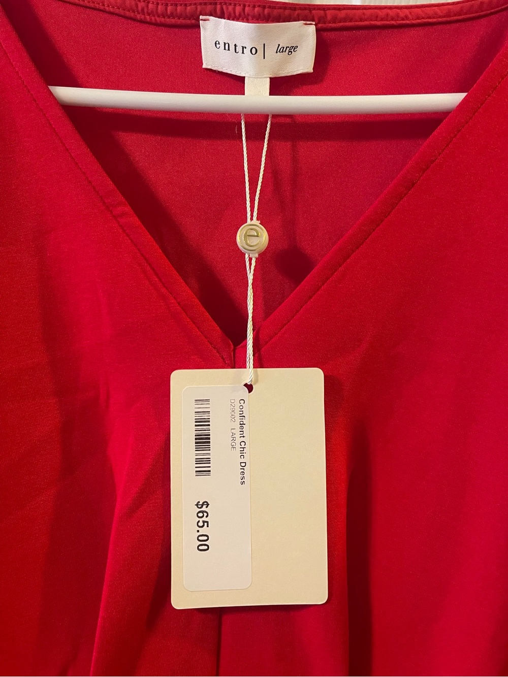 Women's Red V-Neck Pleated Fit-and-Flare Dress - NWT - Picture 5 of 8
